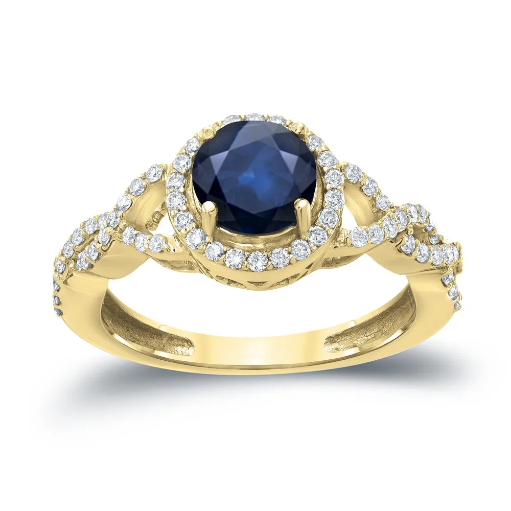 Auriya 1ct Blue Sapphire and 2/5ctw Round Halo Diamond Engagement Ring sold by Zulily product image thumbnail 2