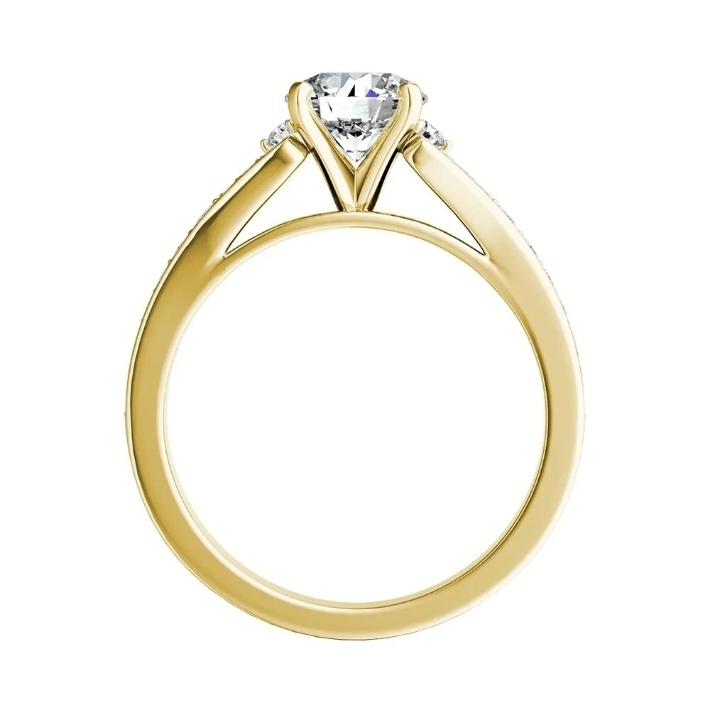 Auriya Round 3/4ct Moissanite and 1/4ct TDW Diamond Engagement Ring 14k Gold sold by Zulily product image thumbnail 5