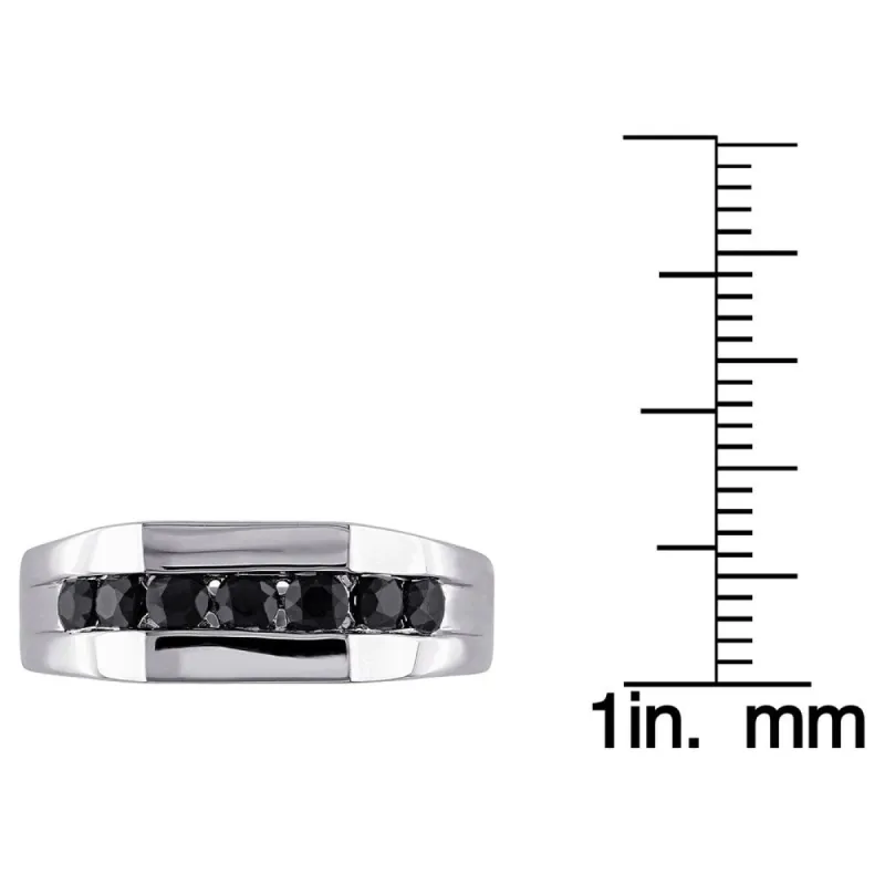 Miadora 10k White Gold 1ct TDW Black Diamond Men's Ring sold by Zulily