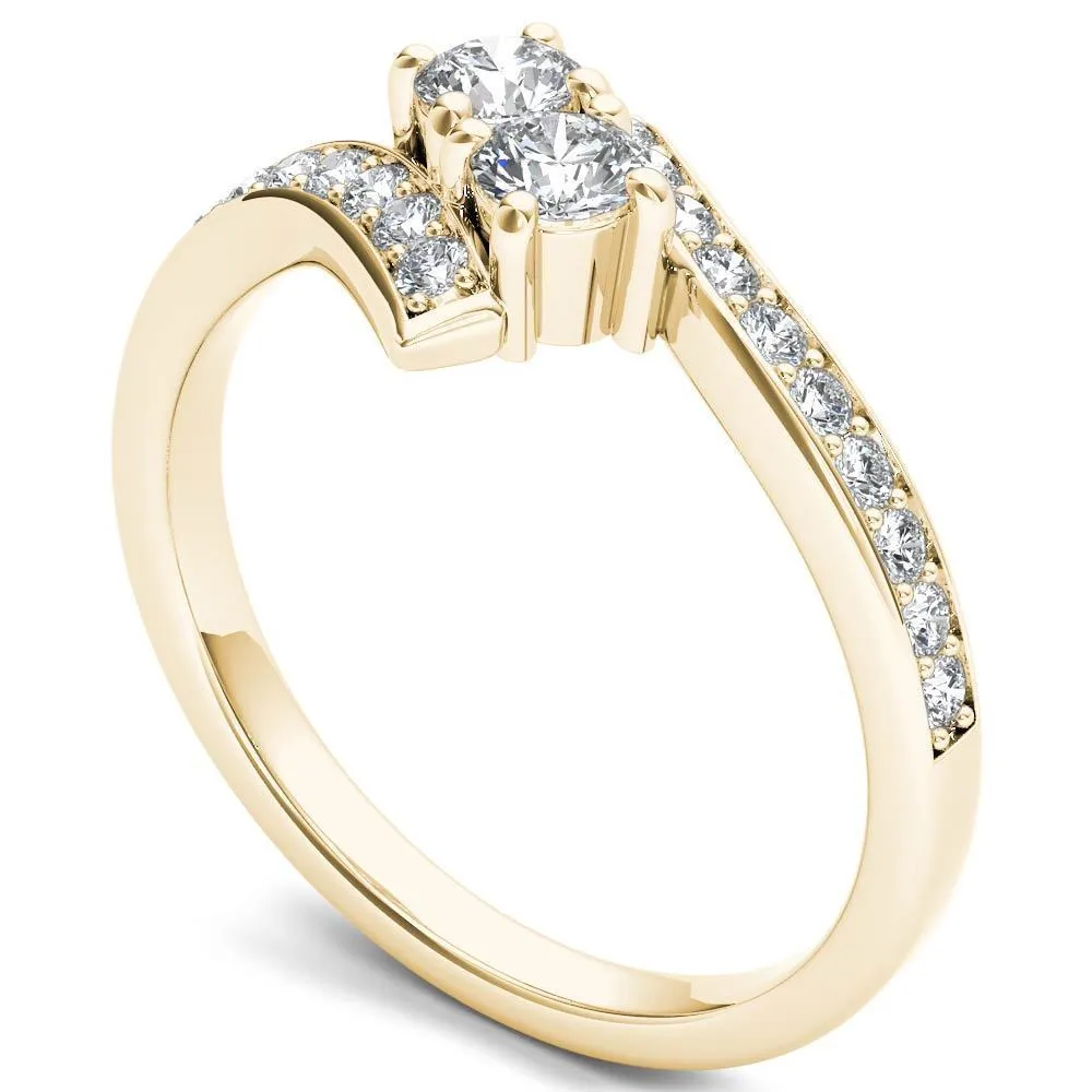 De Couer IGI Certified 10k Yellow Gold 1/2ct TDW Diamond Two-Stone Ring sold by Zulily product image thumbnail 3