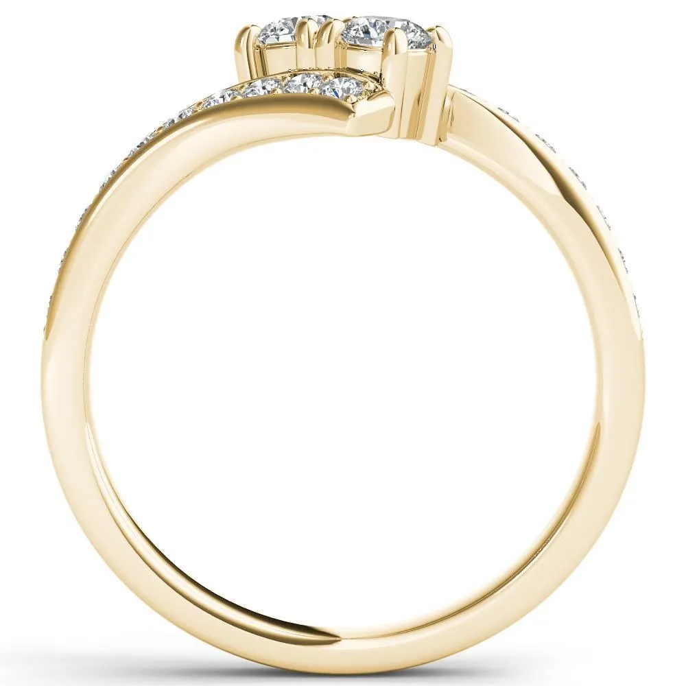 De Couer IGI Certified 10k Yellow Gold 1/2ct TDW Diamond Two-Stone Ring sold by Zulily product image thumbnail 4