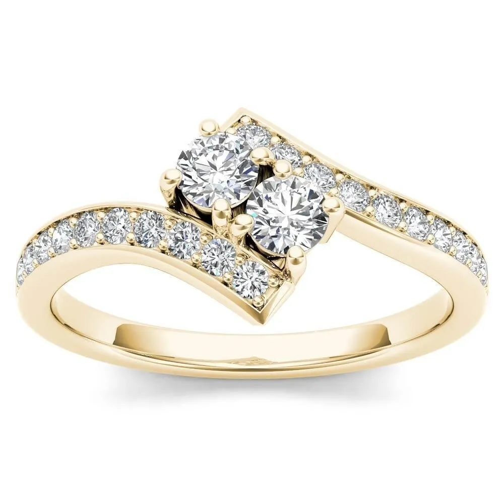 De Couer IGI Certified 10k Yellow Gold 1/2ct TDW Diamond Two-Stone Ring sold by Zulily product image thumbnail 2