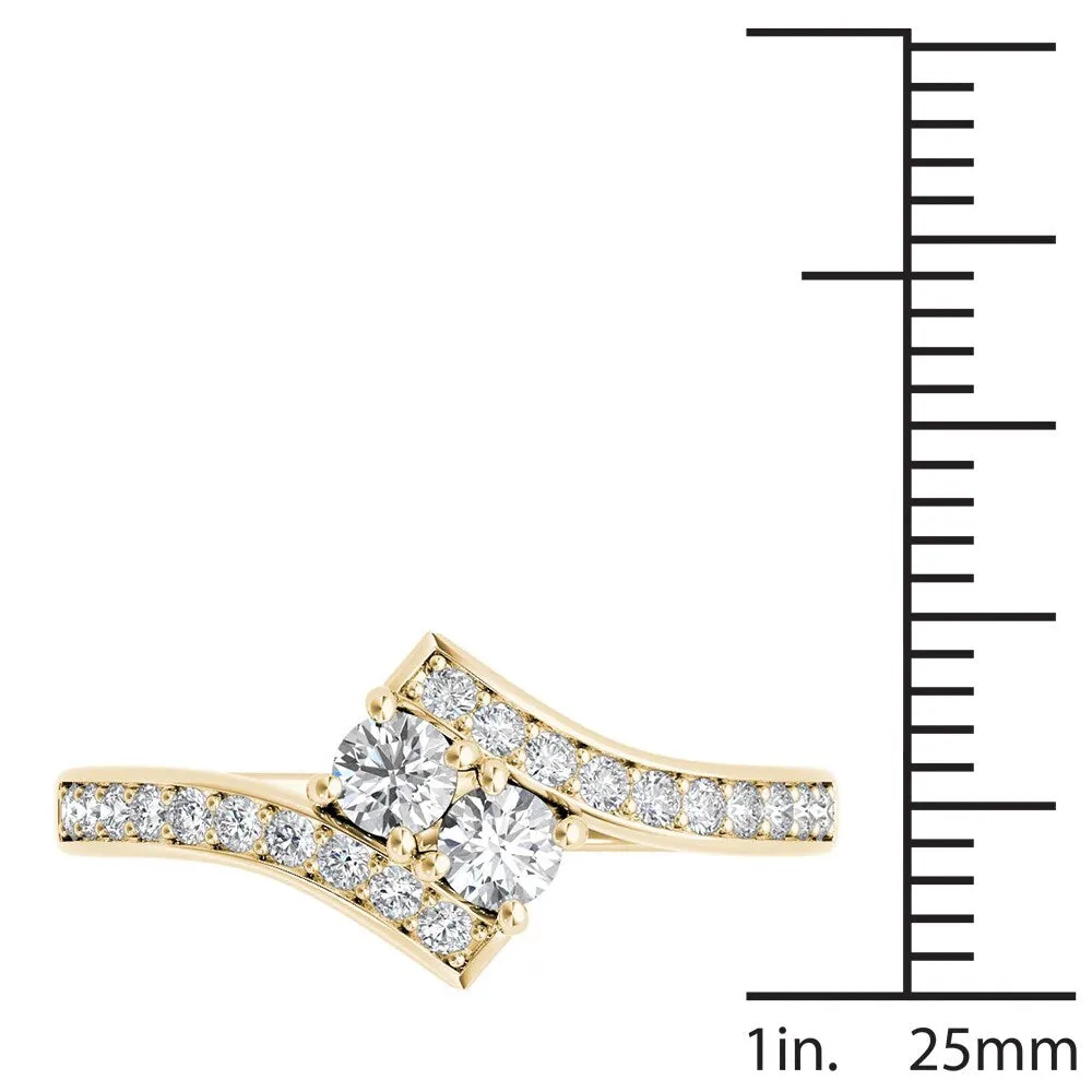 De Couer IGI Certified 10k Yellow Gold 1/2ct TDW Diamond Two-Stone Ring sold by Zulily product image thumbnail 5