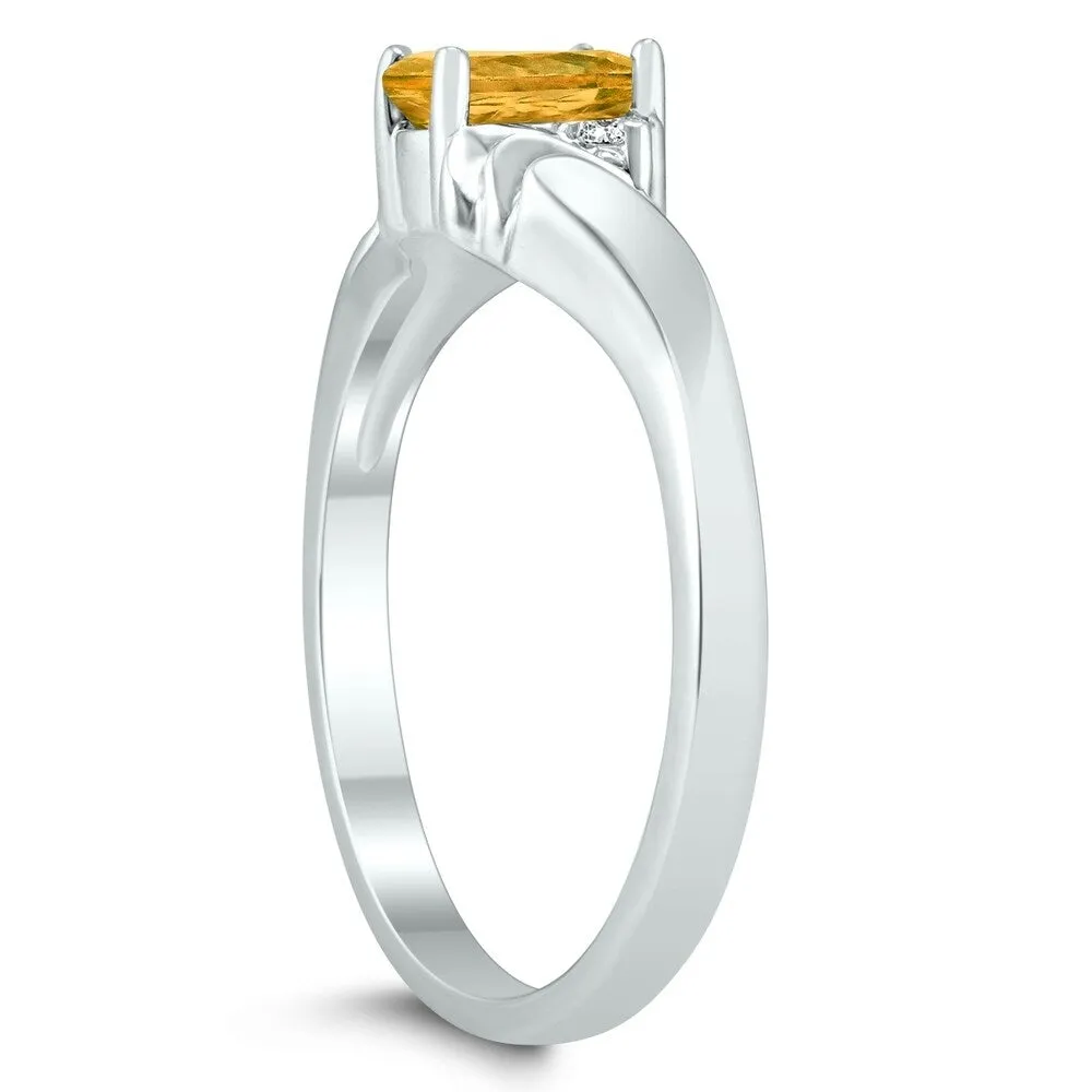6X4MM Citrine and Diamond Wave Ring in 10K White Gold sold by Zulily product image thumbnail 2