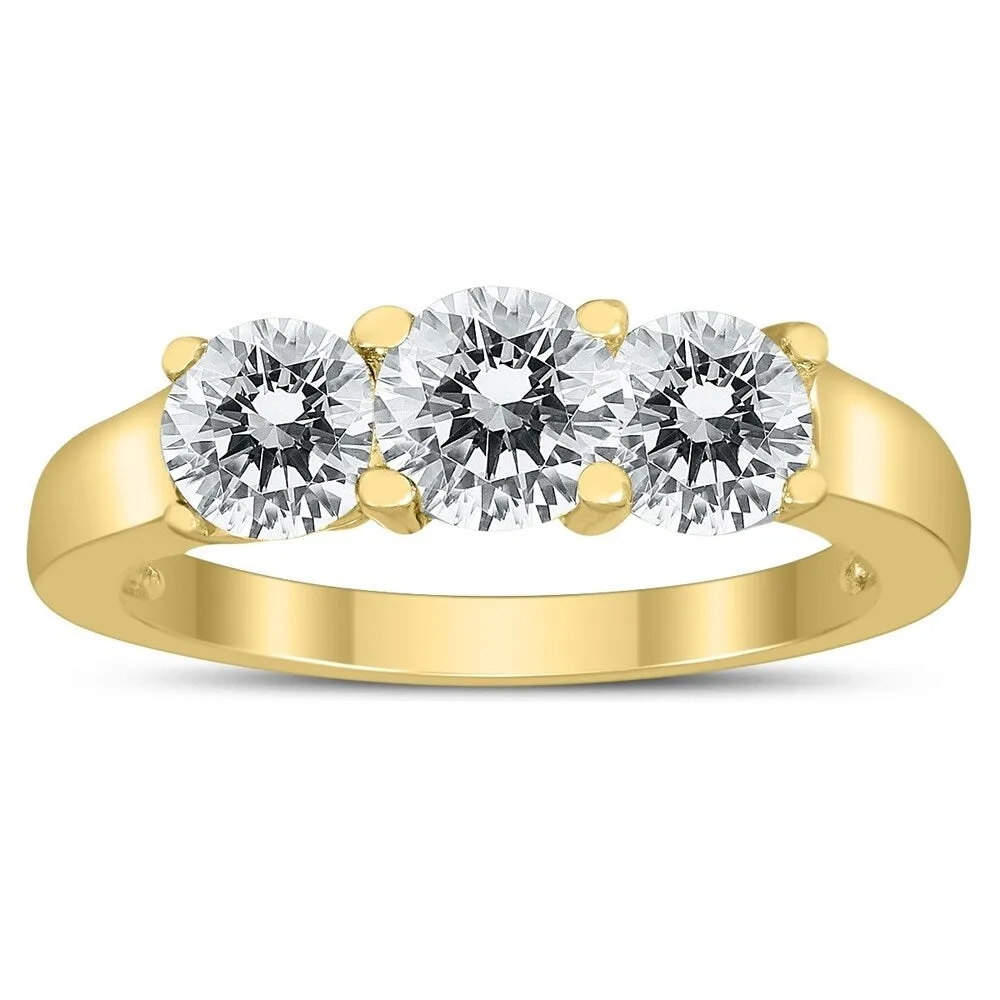 AGS Certified 2 Carat TW Three Stone Diamond Ring in 10K Yellow Gold sold by Zulily