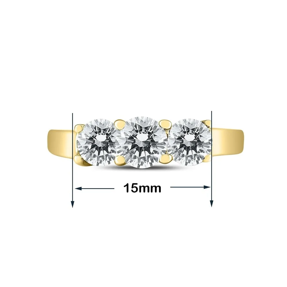 AGS Certified 2 Carat TW Three Stone Diamond Ring in 10K Yellow Gold sold by Zulily product image thumbnail 3