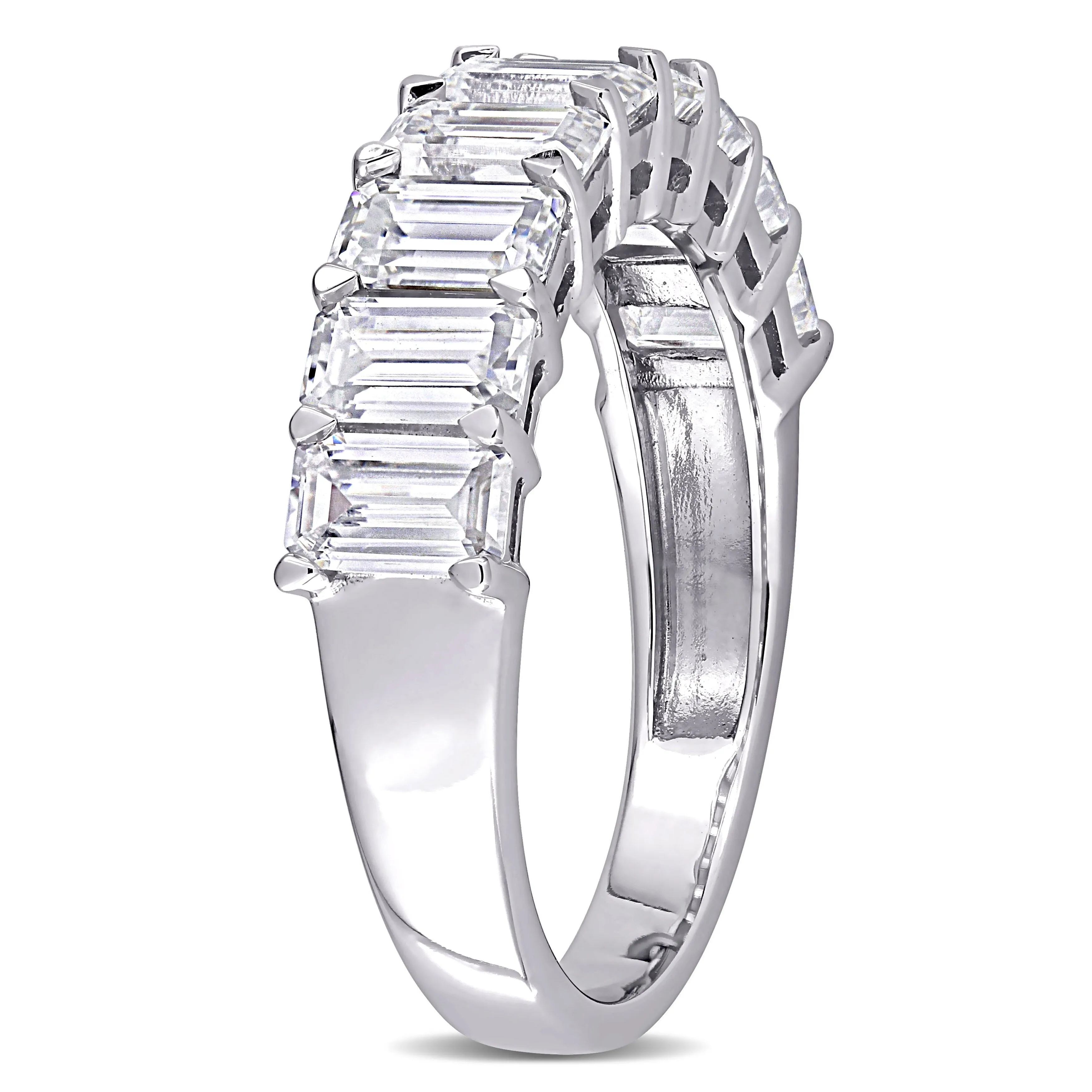 Miadora 2 3/4ct DEW Emerald-Cut Moissanite Semi-Eternity Band in 10k White Gold sold by Zulily product image thumbnail 2