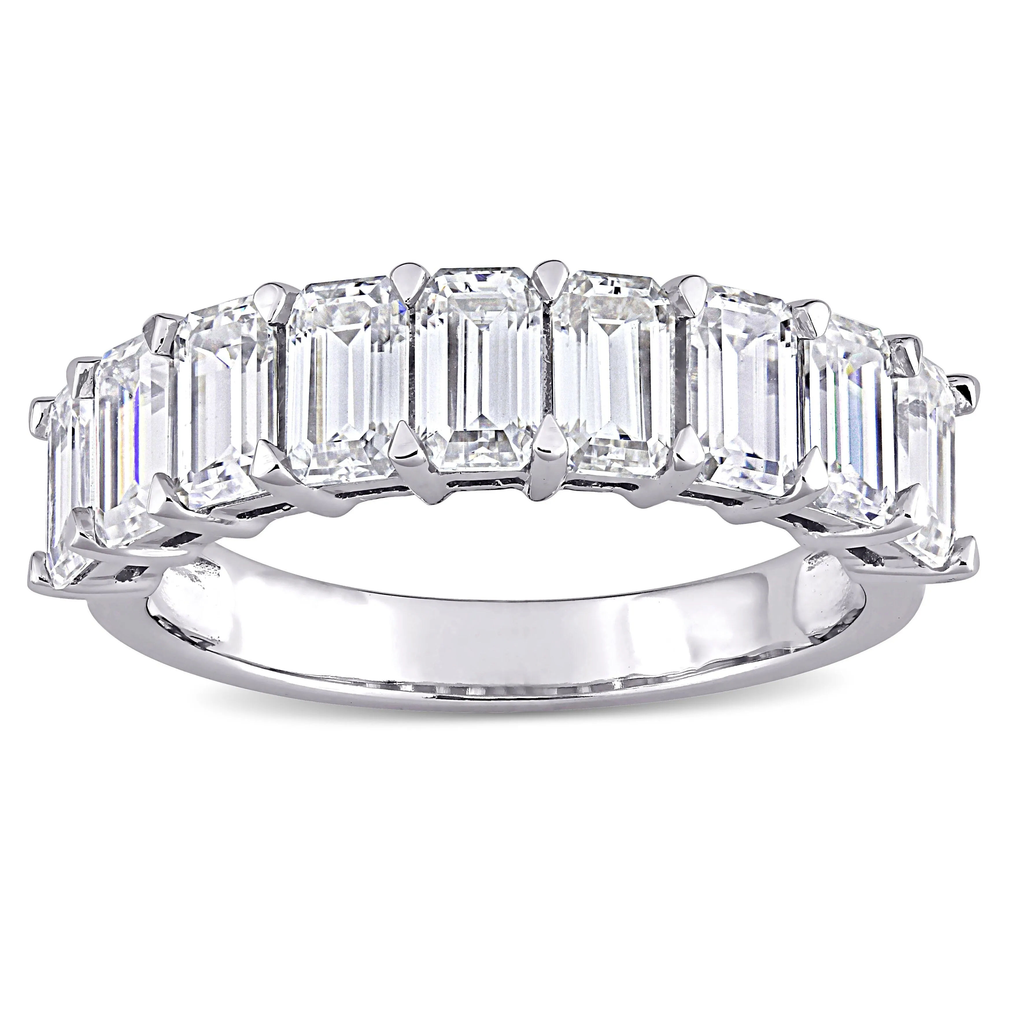 Miadora 2 3/4ct DEW Emerald-Cut Moissanite Semi-Eternity Band in 10k White Gold sold by Zulily