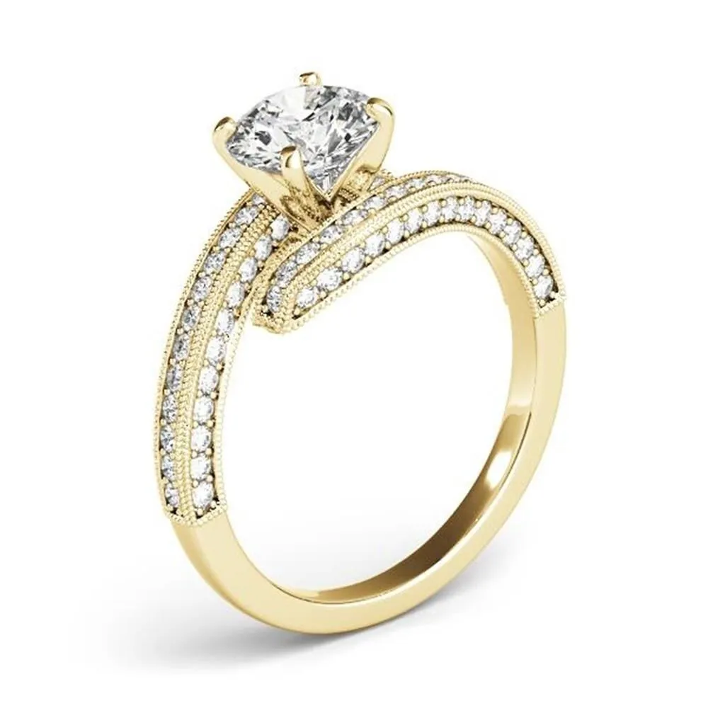 Auriya 1ct Round Moissanite and 1/2ctw Diamond Bypass Engagement Ring 14K Gold sold by Zulily product image thumbnail 5