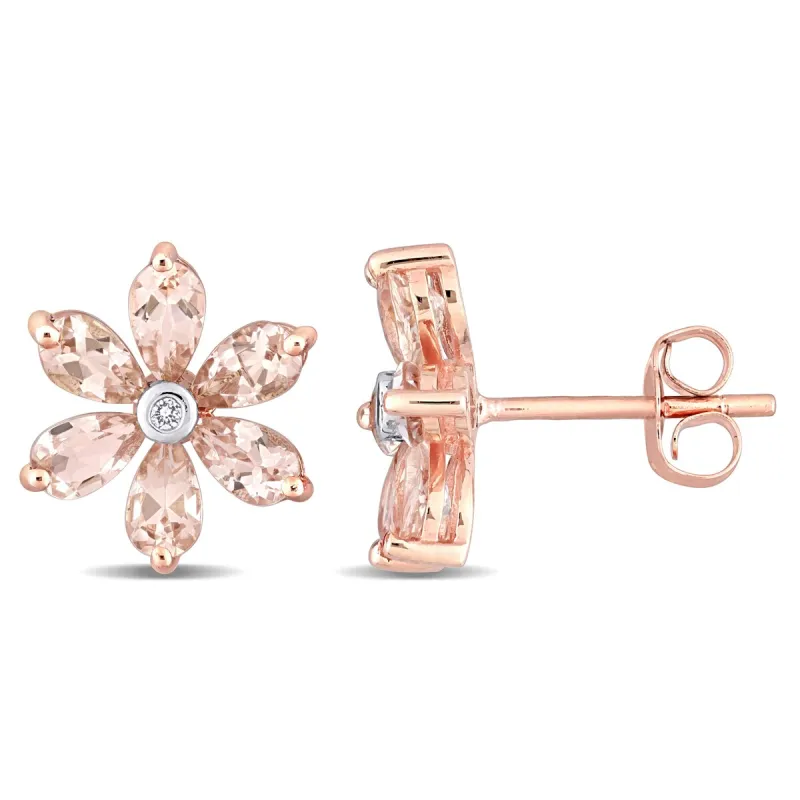 Miadora 10k Rose Gold Pear-cut Morganite and Diamond Accent Floral Stud Earrings sold by Zulily