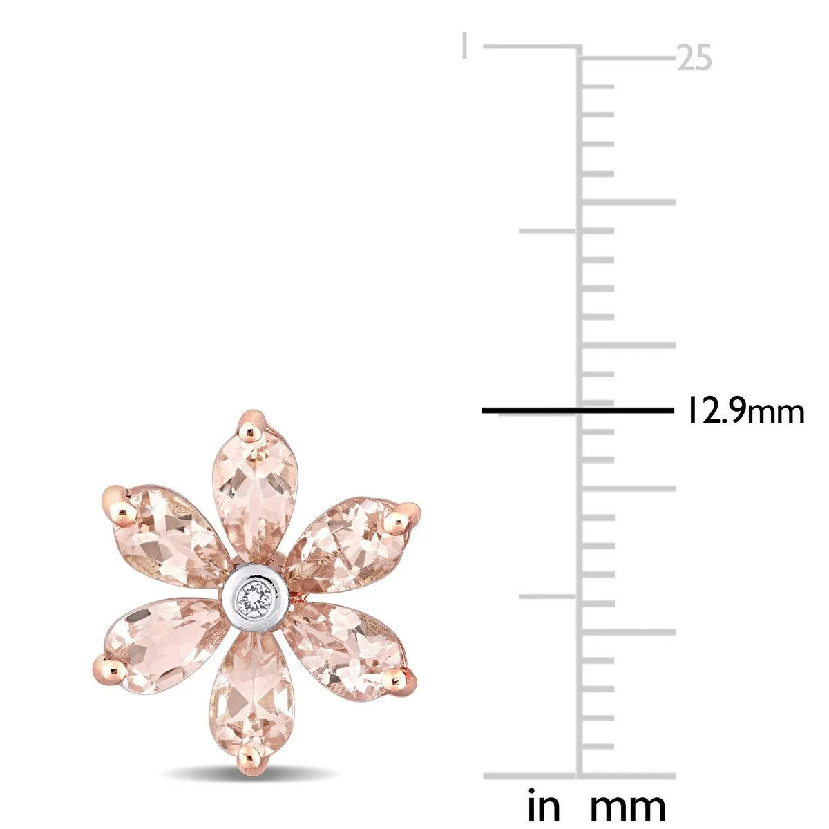Miadora 10k Rose Gold Pear-cut Morganite and Diamond Accent Floral Stud Earrings sold by Zulily product image thumbnail 2