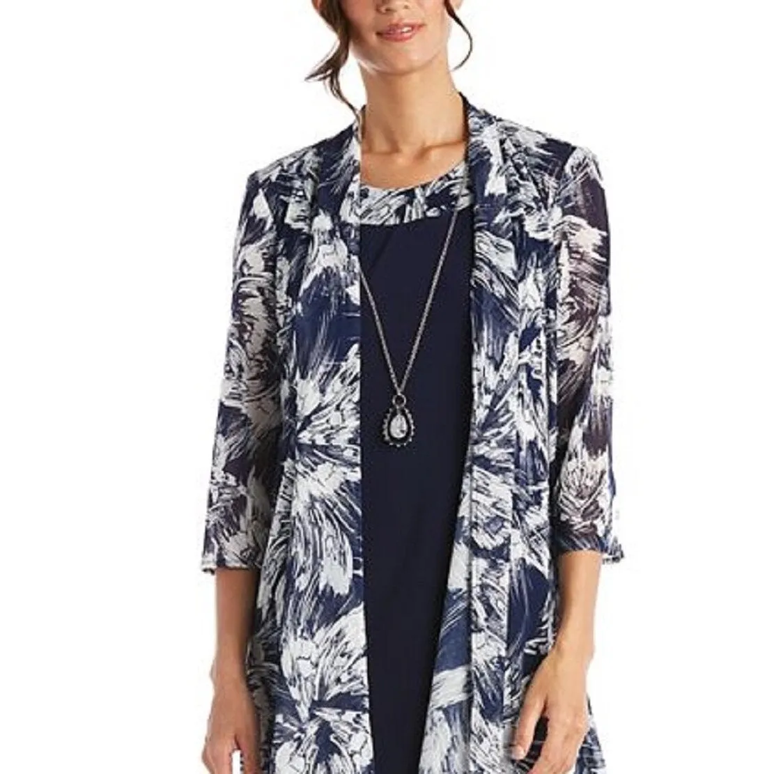 R & M Richards Women's Necklace Dress & Printed Jacket Blue Size 6 sold by Zulily product image thumbnail 2