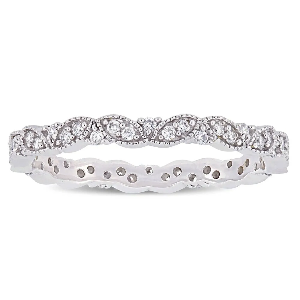 Miadora 14k White Gold 1/4ct TDW Diamond Marquise-Shape Eternity Band sold by Zulily product image thumbnail 2