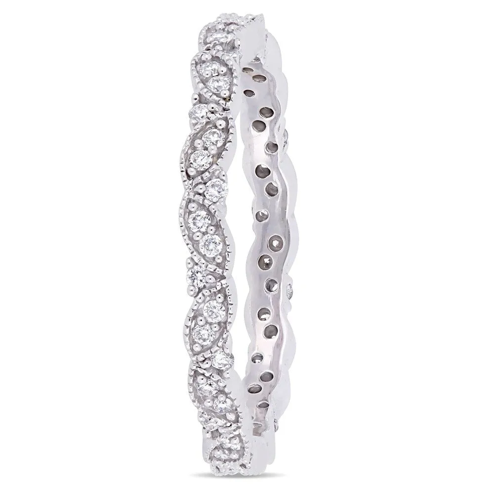 Miadora 14k White Gold 1/4ct TDW Diamond Marquise-Shape Eternity Band sold by Zulily product image thumbnail 3