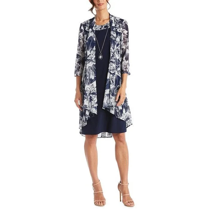 R & M Richards Women's Necklace Dress & Printed Jacket Blue Size 6 sold by Zulily