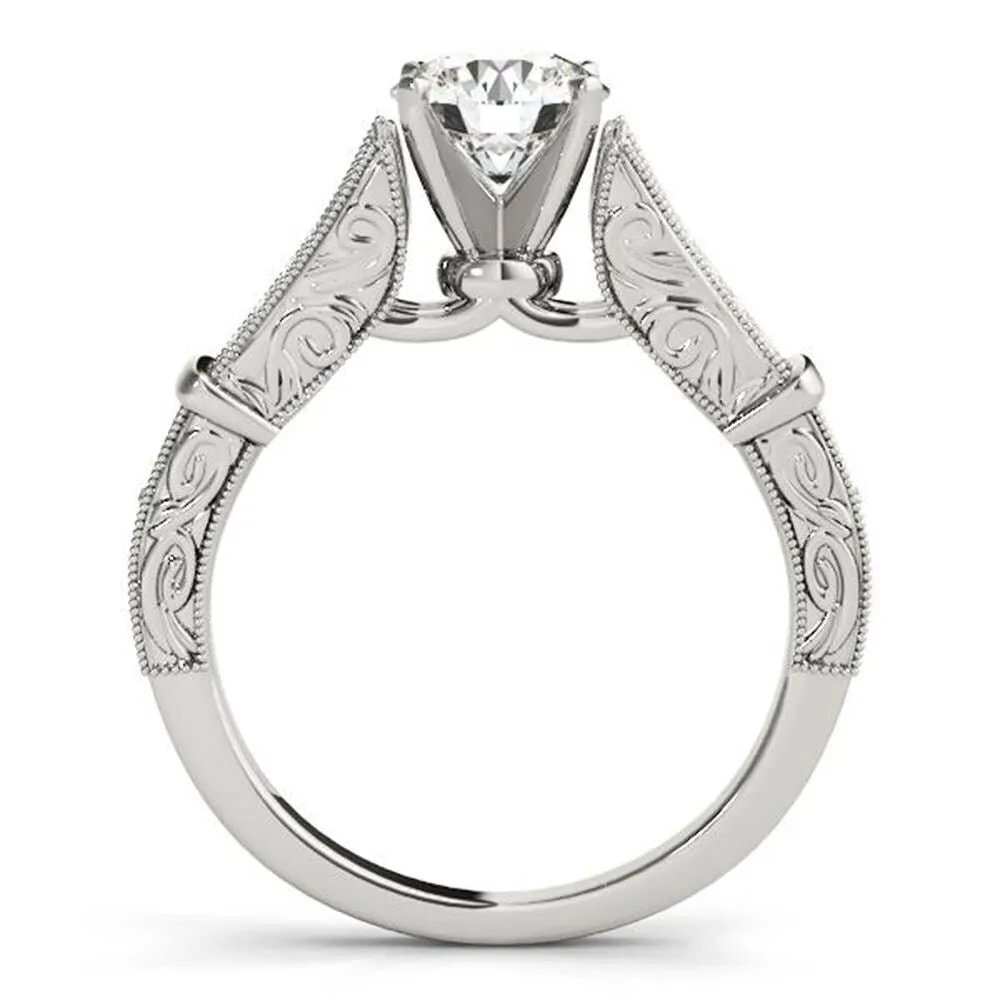 Auriya 14k Gold Vintage Split Shank 4ct Moissanite and 1/5ctw Diamond Engagement Ring sold by Zulily product image thumbnail 4