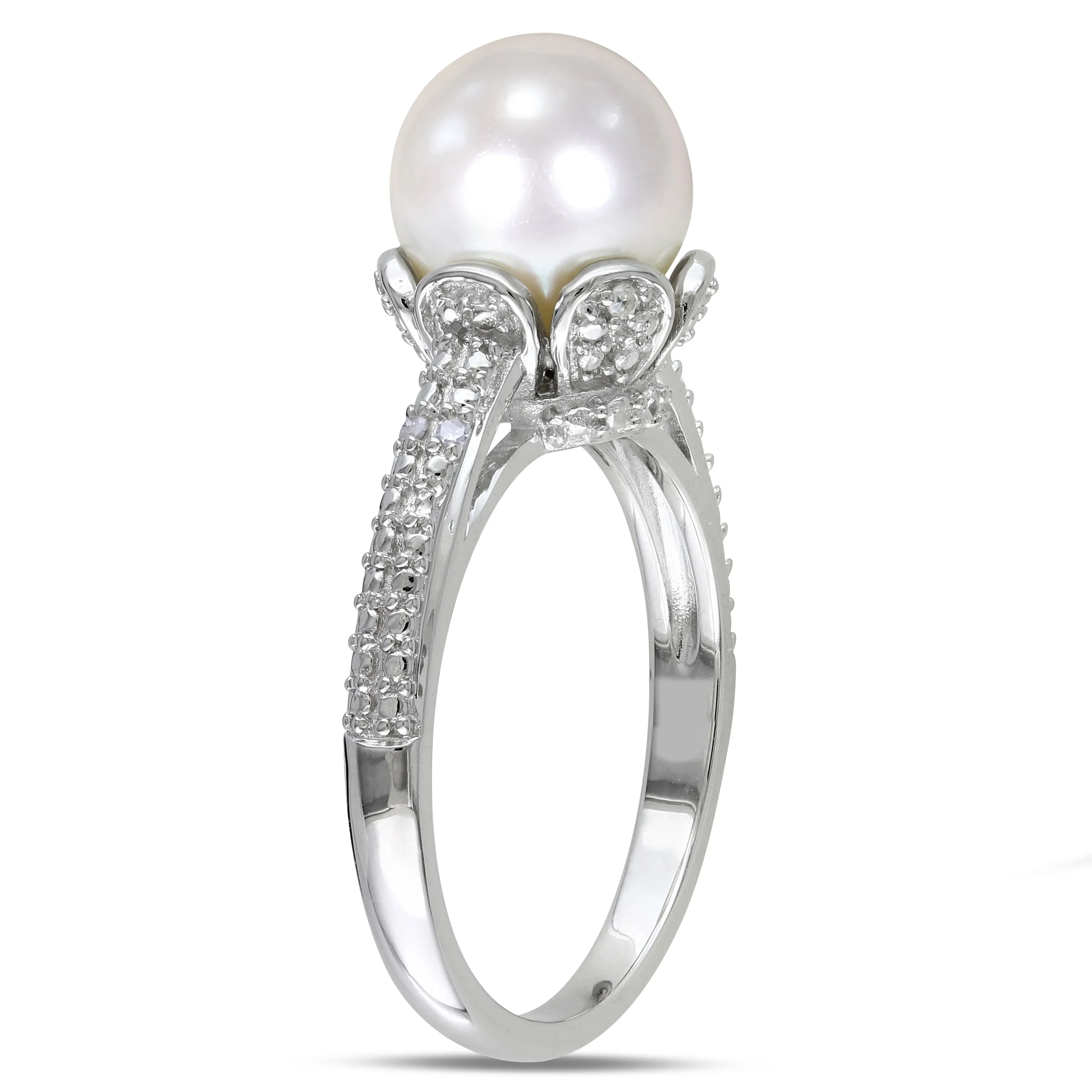 Miadora 8-8.5mm White Cultured Freshwater Pearl & Diamond Accent Ring in Sterling Silver sold by Zulily product image thumbnail 3