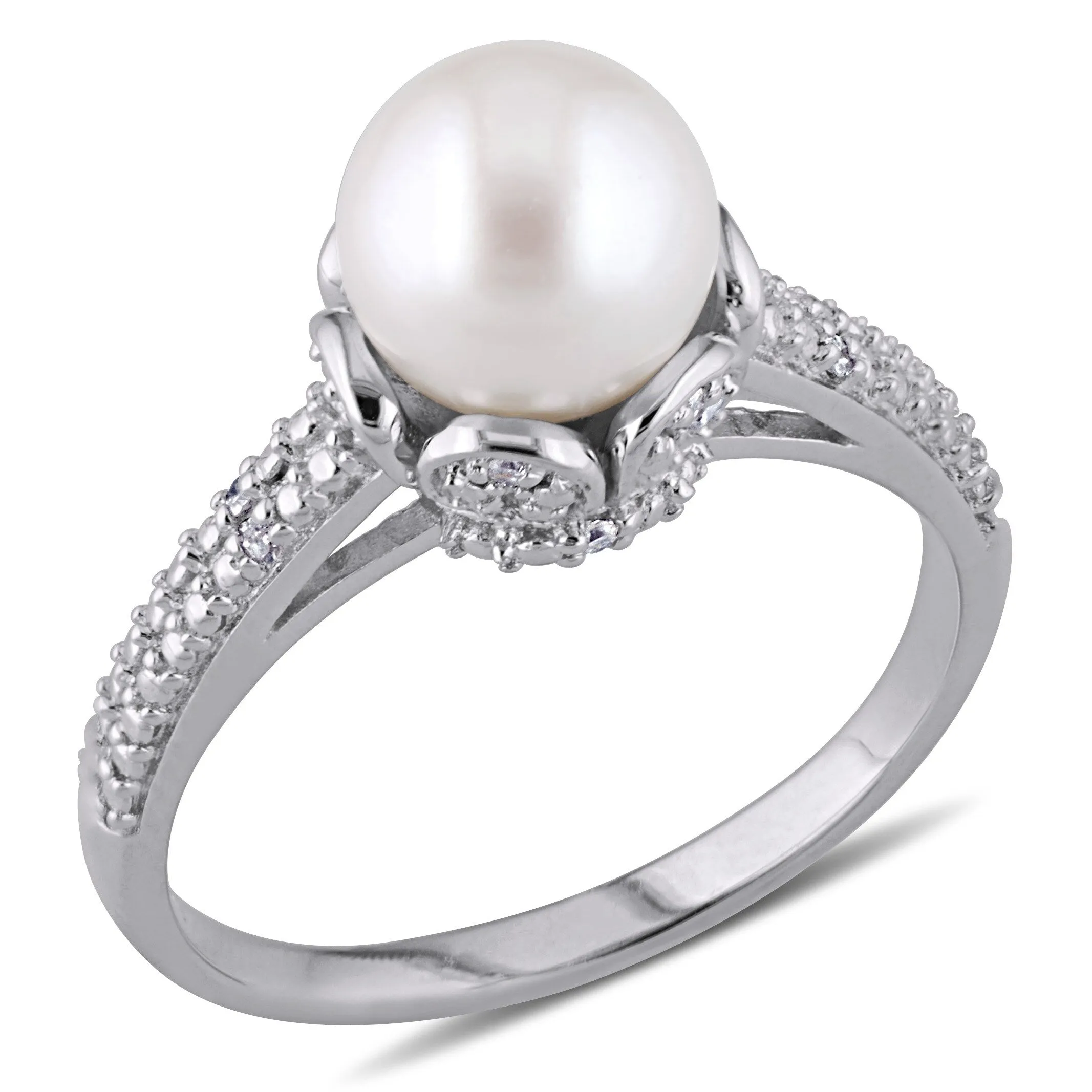 Miadora 8-8.5mm White Cultured Freshwater Pearl & Diamond Accent Ring in Sterling Silver sold by Zulily