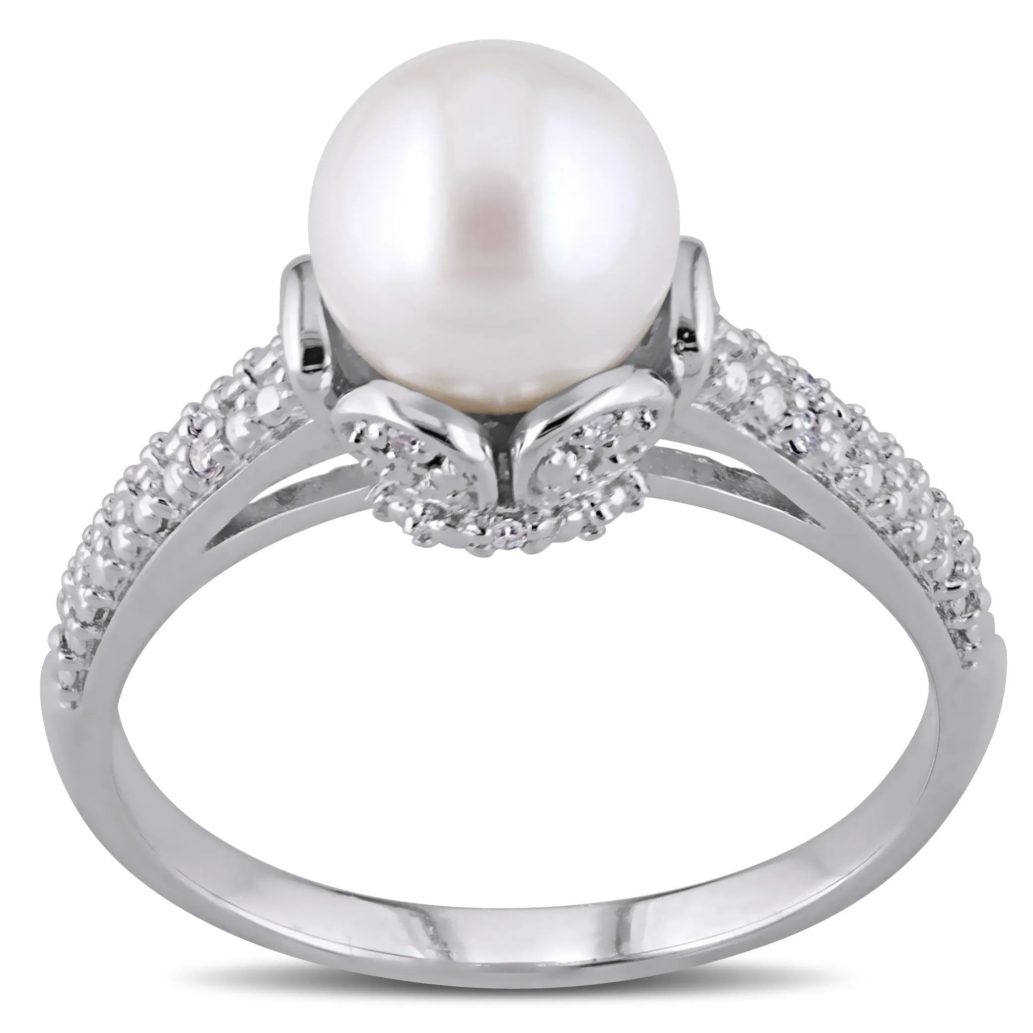 Miadora 8-8.5mm White Cultured Freshwater Pearl & Diamond Accent Ring in Sterling Silver sold by Zulily product image thumbnail 2