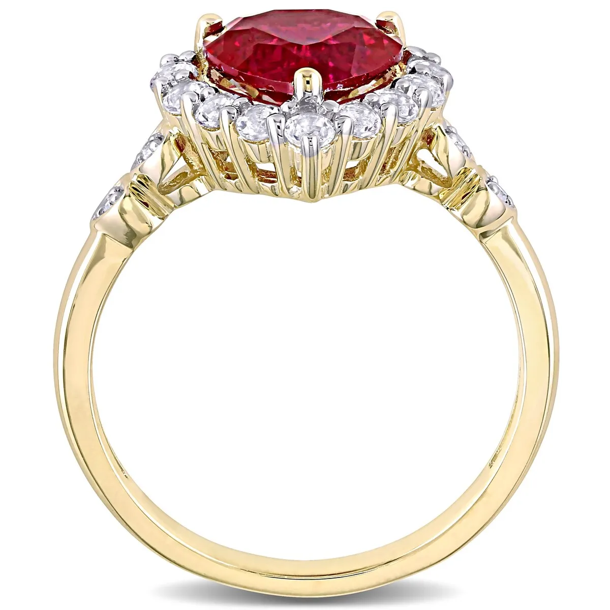 Miadora 10k Yellow Gold Created Ruby, White Topaz & Diamond Halo Heart Engagement Ring sold by Zulily product image thumbnail 3