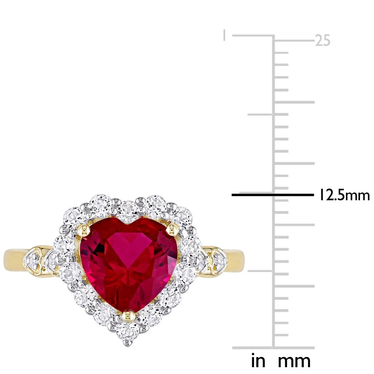 Miadora 10k Yellow Gold Created Ruby, White Topaz & Diamond Halo Heart Engagement Ring sold by Zulily product image thumbnail 4
