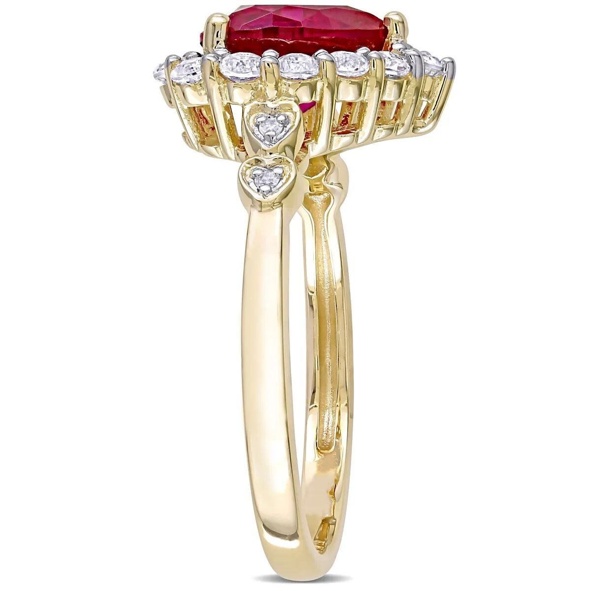 Miadora 10k Yellow Gold Created Ruby, White Topaz & Diamond Halo Heart Engagement Ring sold by Zulily product image thumbnail 2