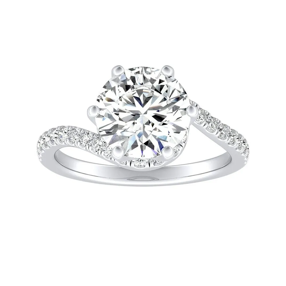 Auriya 14k Gold Bypass 2 1/2ct Round Moissanite and 1/3ctw Halo Diamond Engagement Ring sold by Zulily