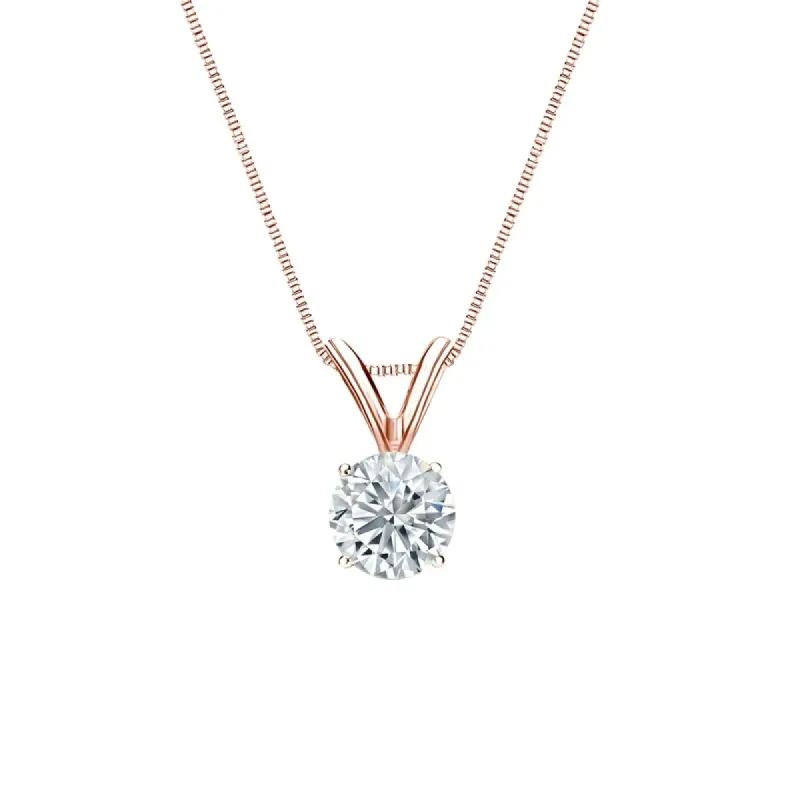 Auriya 14-karat Gold 0.45ctw Round Solitaire Lab Grown Diamond Necklace 4-Prong Basket (F-G VS) - 0.45 sold by Zulily