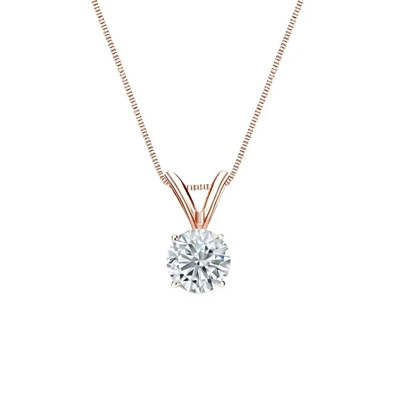 Auriya 14-karat Gold 0.45ctw Round Solitaire Lab Grown Diamond Necklace 4-Prong Basket (F-G VS) - 0.45 sold by Zulily