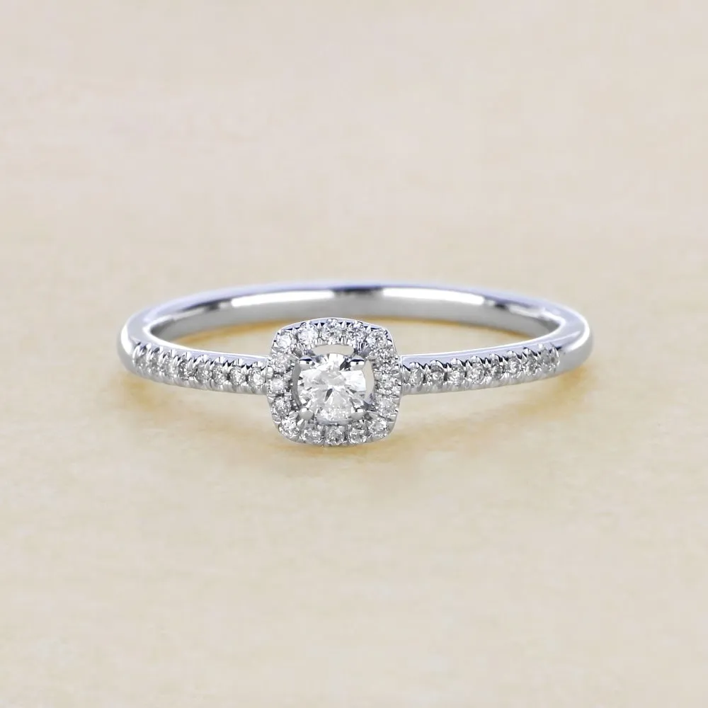 1/5ct TDW Round Shape Diamond Halo Ring in 10k Gold by De Couer sold by Zulily