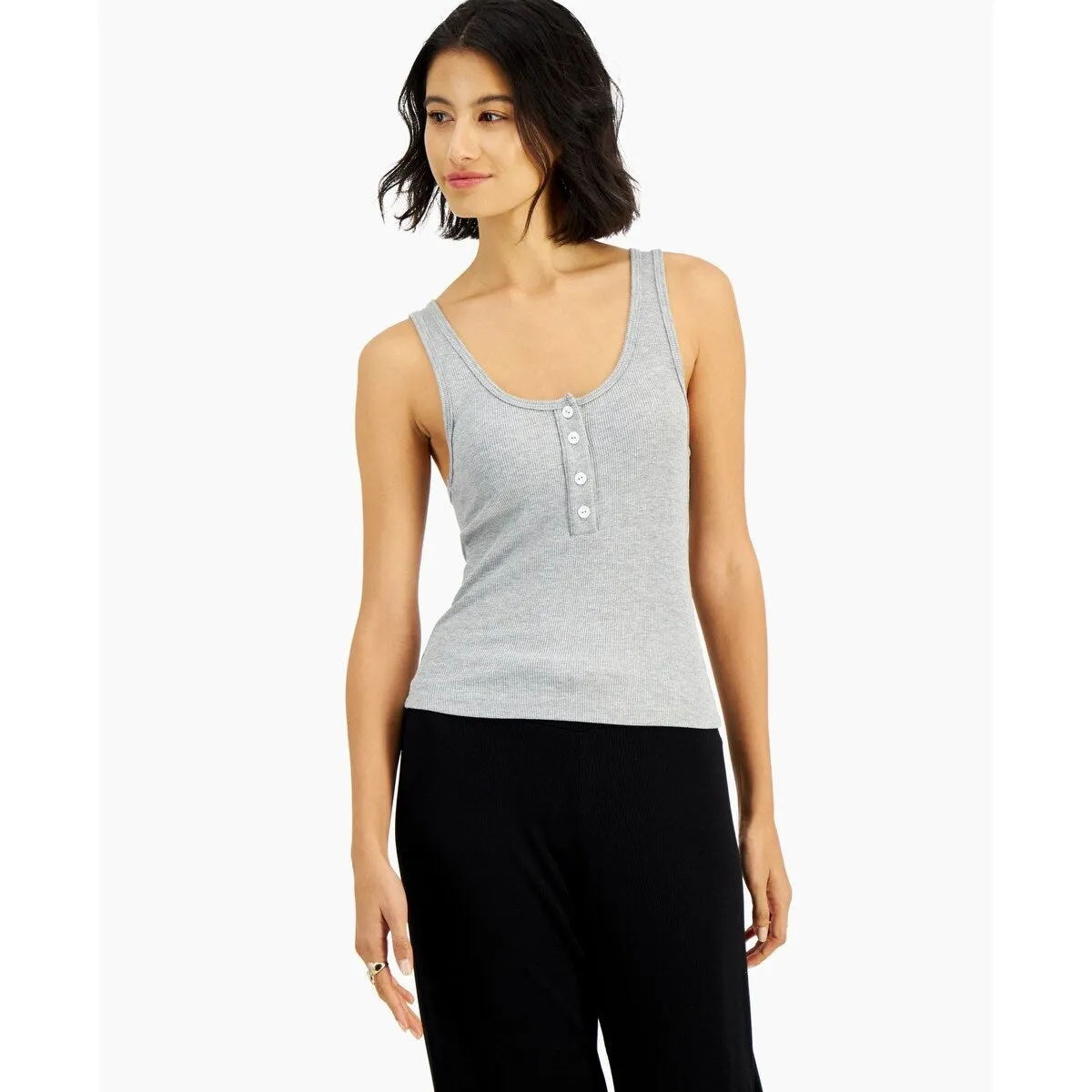 Lna Women's Moss Henley Tank Top Gray Size Large sold by Zulily product image thumbnail 2