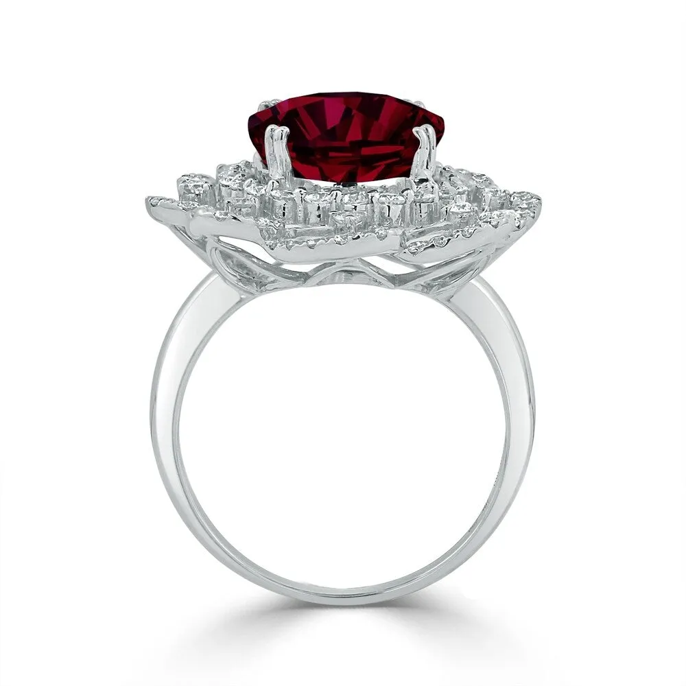 Auriya 9 1/4ct Oval-cut Red Ruby Halo Diamond Ring 1 1/5ctw 18K Gold sold by Zulily product image thumbnail 4