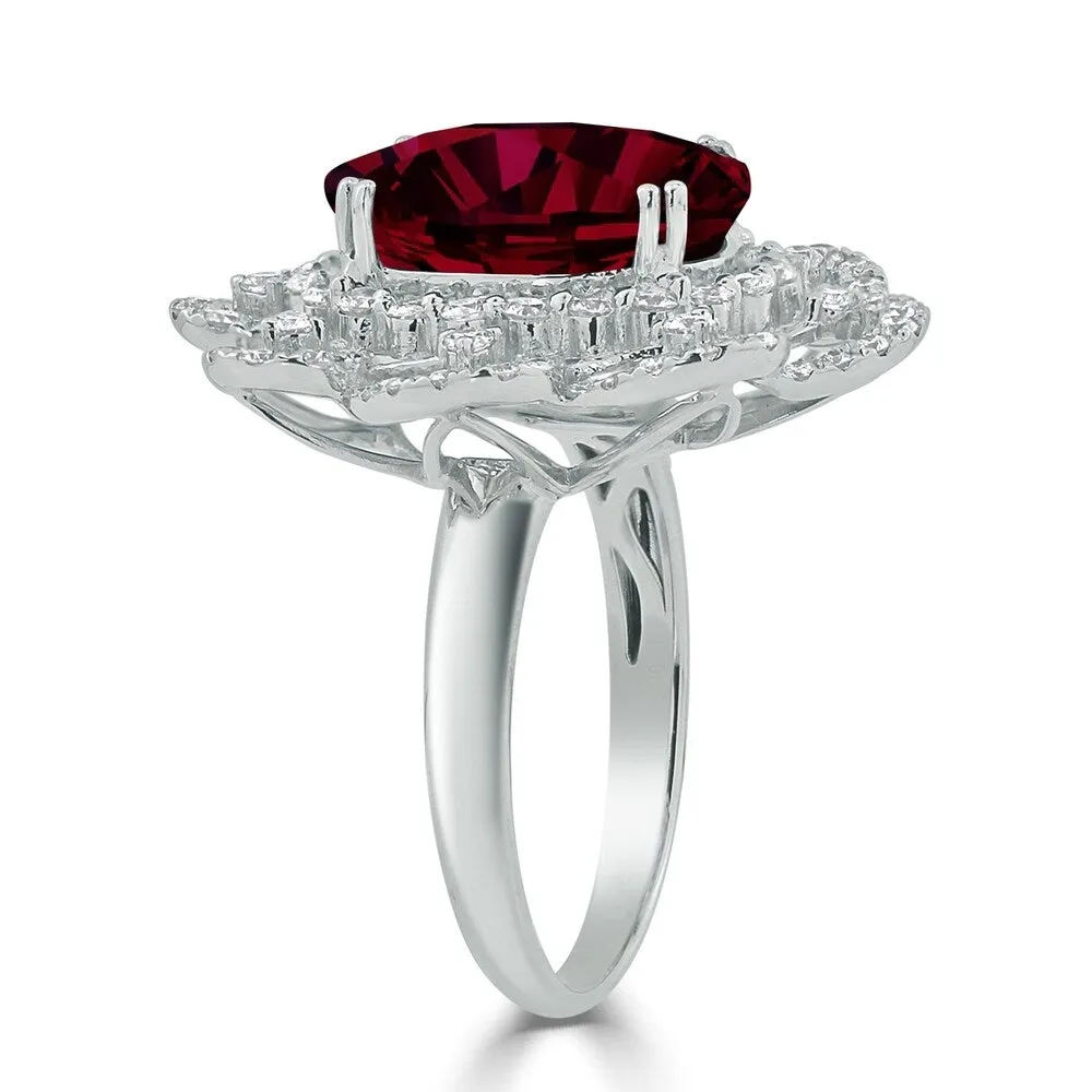 Auriya 9 1/4ct Oval-cut Red Ruby Halo Diamond Ring 1 1/5ctw 18K Gold sold by Zulily product image thumbnail 3