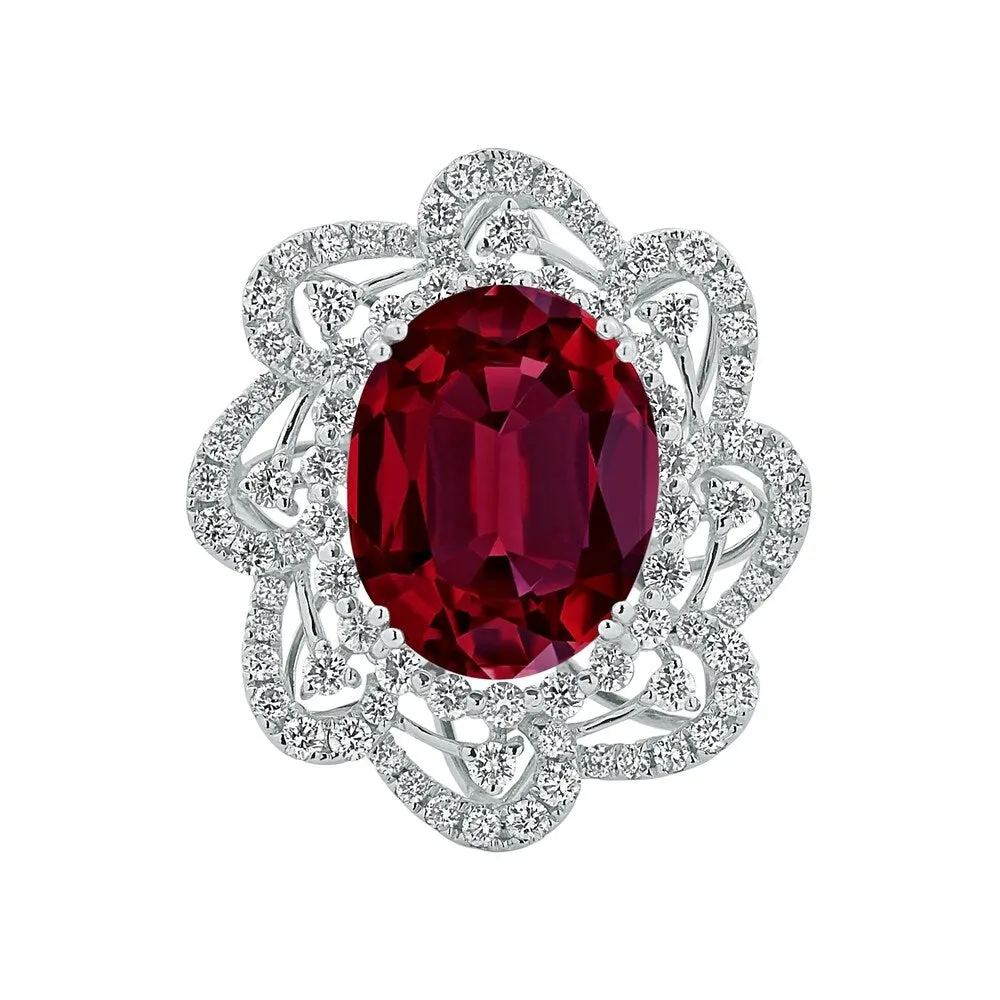 Auriya 9 1/4ct Oval-cut Red Ruby Halo Diamond Ring 1 1/5ctw 18K Gold sold by Zulily product image thumbnail 2