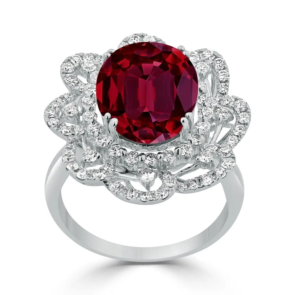 Auriya 9 1/4ct Oval-cut Red Ruby Halo Diamond Ring 1 1/5ctw 18K Gold sold by Zulily