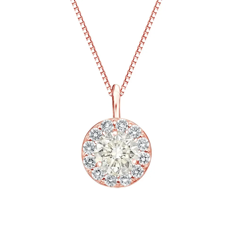 Auriya 1 carat TW Round Halo Diamond Necklace 14k Gold sold by Zulily