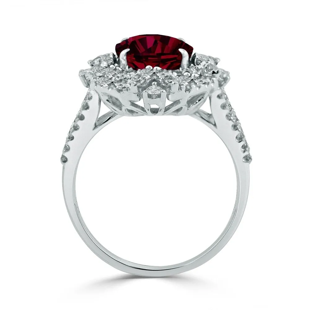 Auriya Vintage 2 7/8ct Oval Red Ruby and Halo Diamond Ring 3/4cttw 18K Gold sold by Zulily product image thumbnail 4