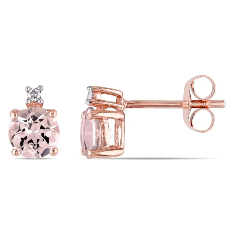 Miadora 10k Rose Gold Morganite and Diamond Accent Stud Earrings - Pink sold by Zulily