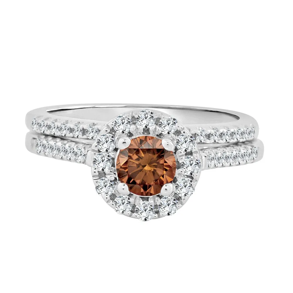 14k Gold 3/4ct TDW Brown Diamond Halo Engagement Ring Set by Auriya sold by Zulily product image thumbnail 4