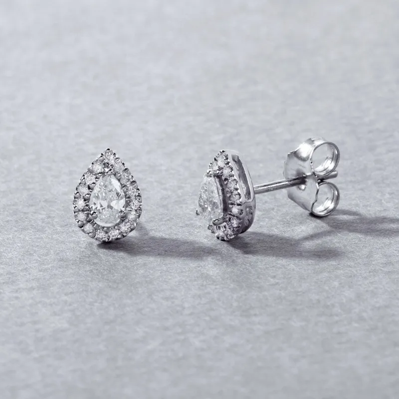 Drop Shape Pear Diamond Halo Earrings in 10k Gold by DeCouer sold by Zulily