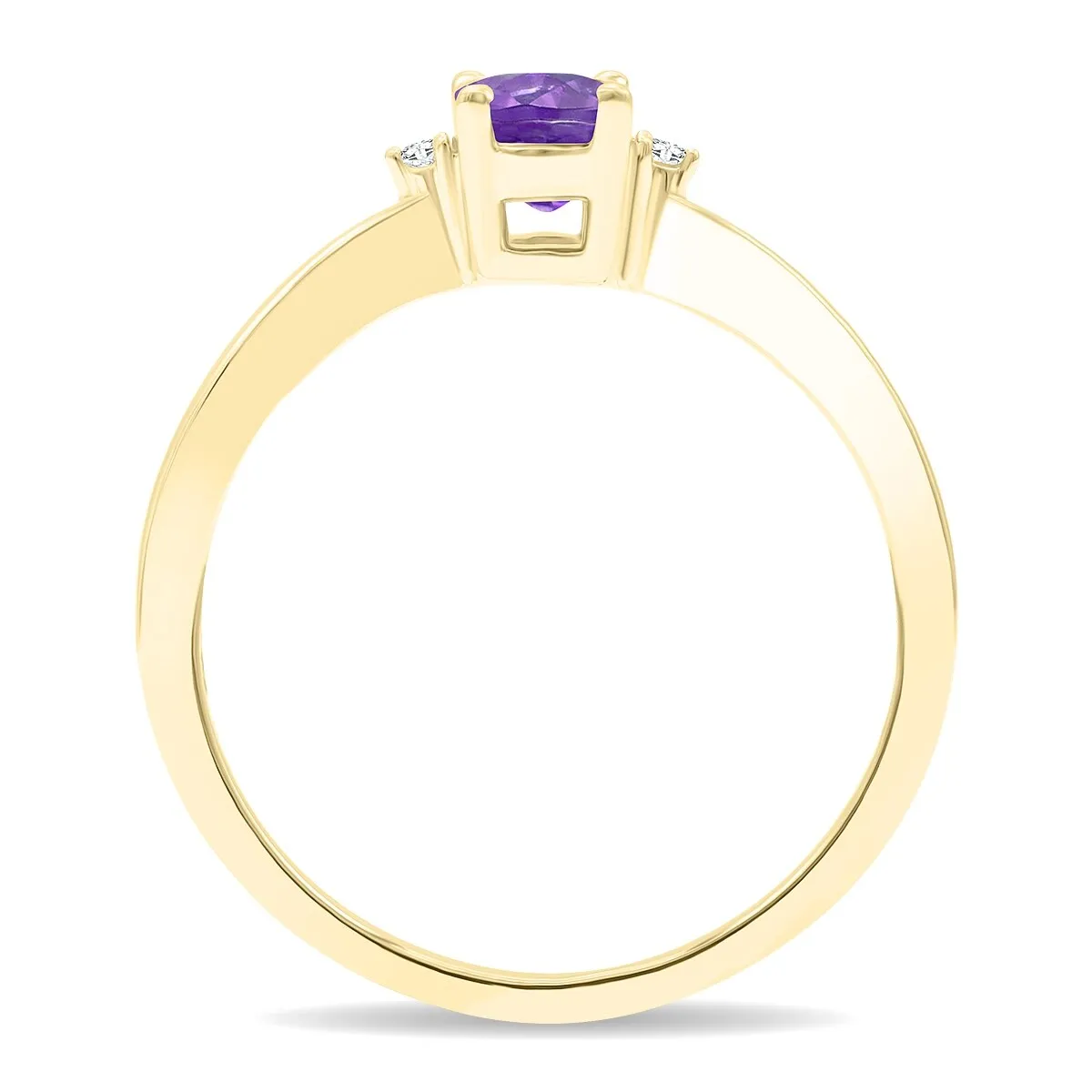 Women's Oval Shaped Amethyst and Diamond Classic Band in 10K Yellow Gold sold by Zulily product image thumbnail 3