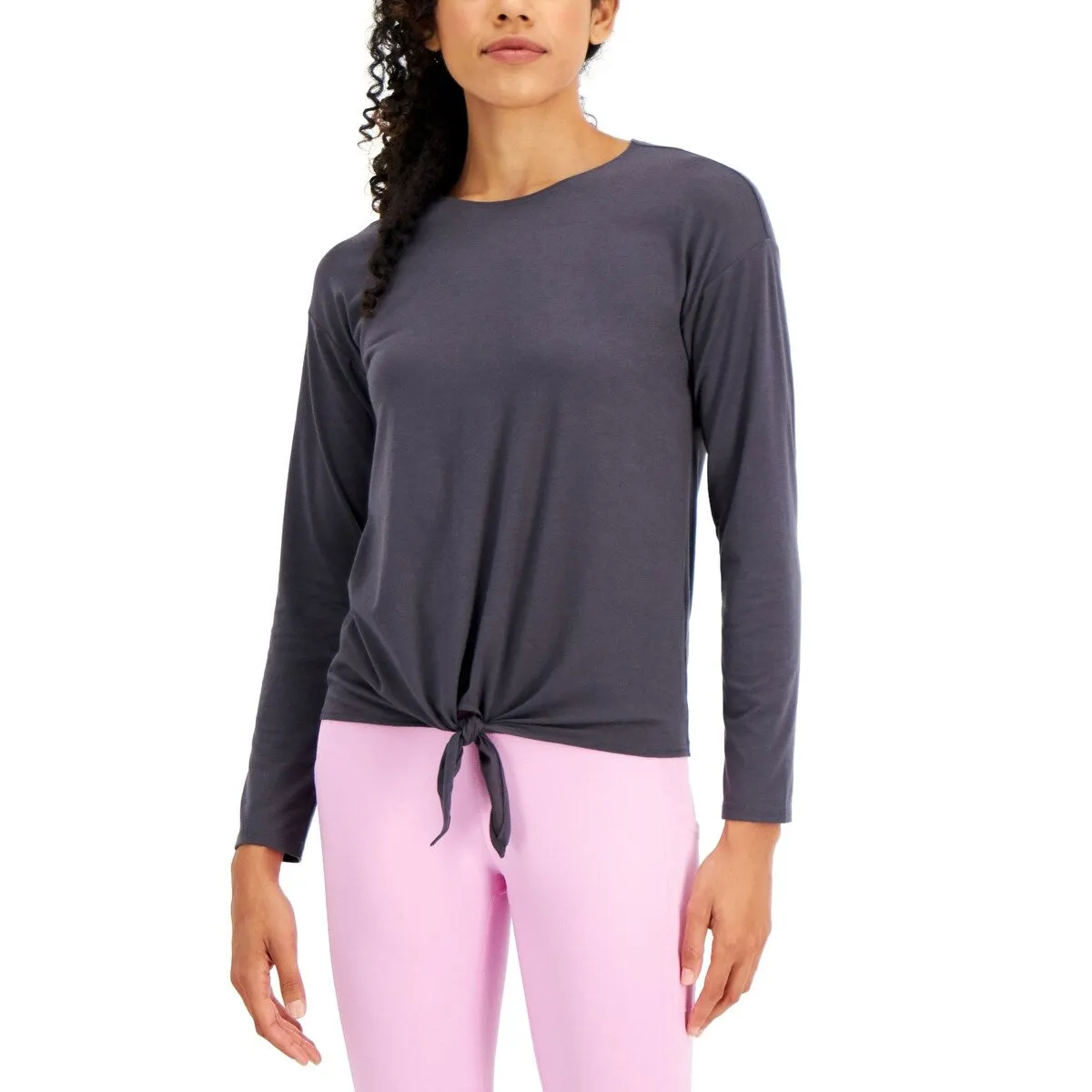 ID Ideology Women's Tie Front Top Gray Size Small sold by Zulily