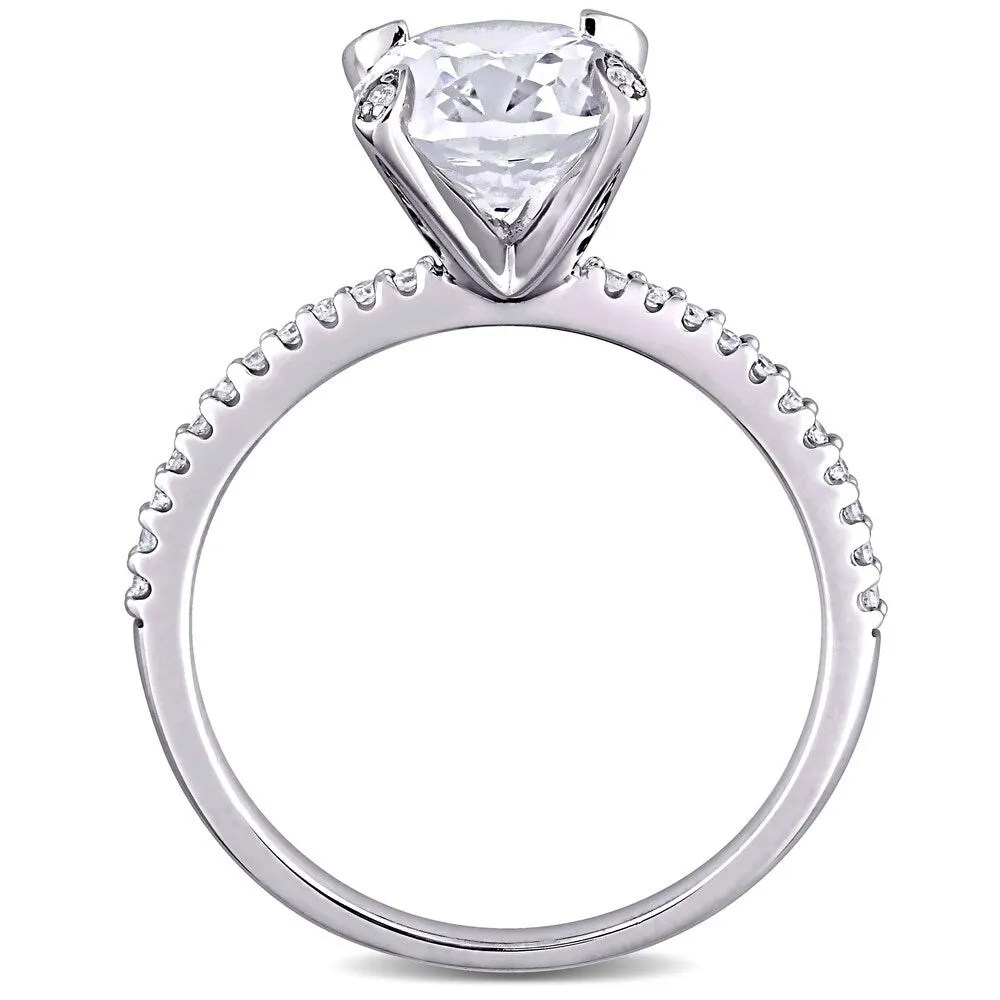 Miadora 10k White Gold Oval-Cut Created White Sapphire and 1/10ct TDW Diamond Engagement Ring sold by Zulily product image thumbnail 4