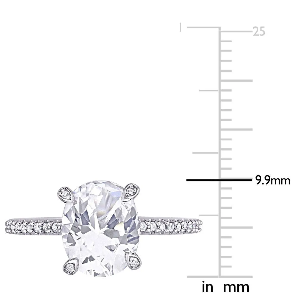 Miadora 10k White Gold Oval-Cut Created White Sapphire and 1/10ct TDW Diamond Engagement Ring sold by Zulily product image thumbnail 5