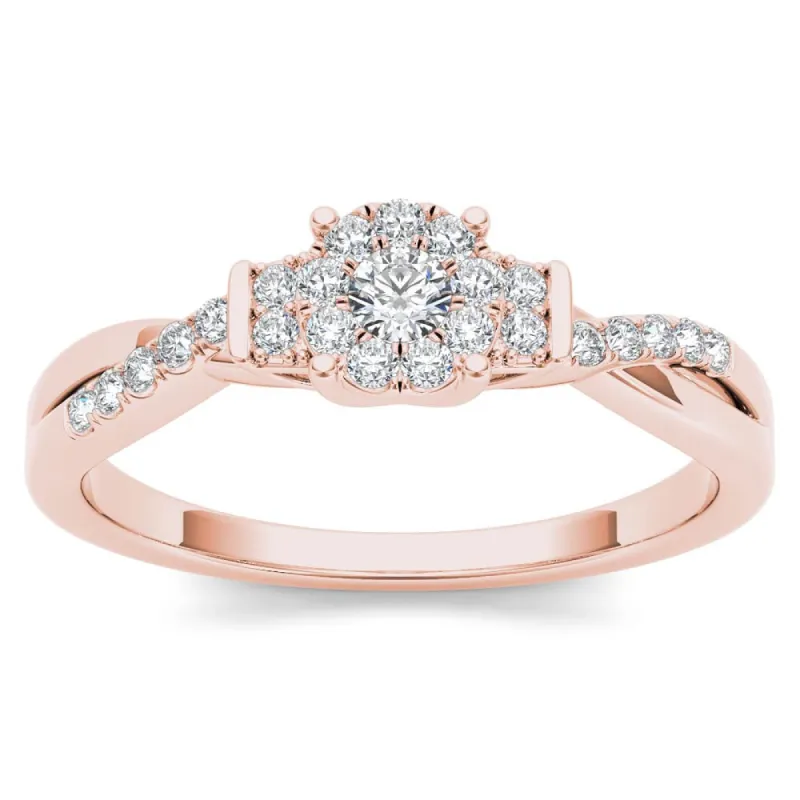 De Couer 10k Rose Gold 1/4ct TDW Diamond Three-Stone look Engagement Ring - Pink sold by Zulily