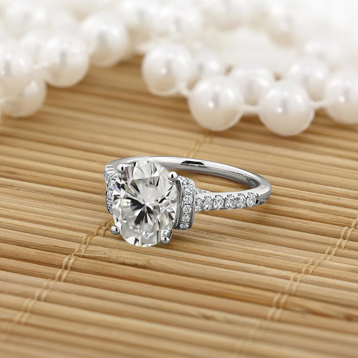 2 1/4ct Oval Moissanite and Diamond Engagement Ring 3/8ctw by Auriya 14k Gold sold by Zulily