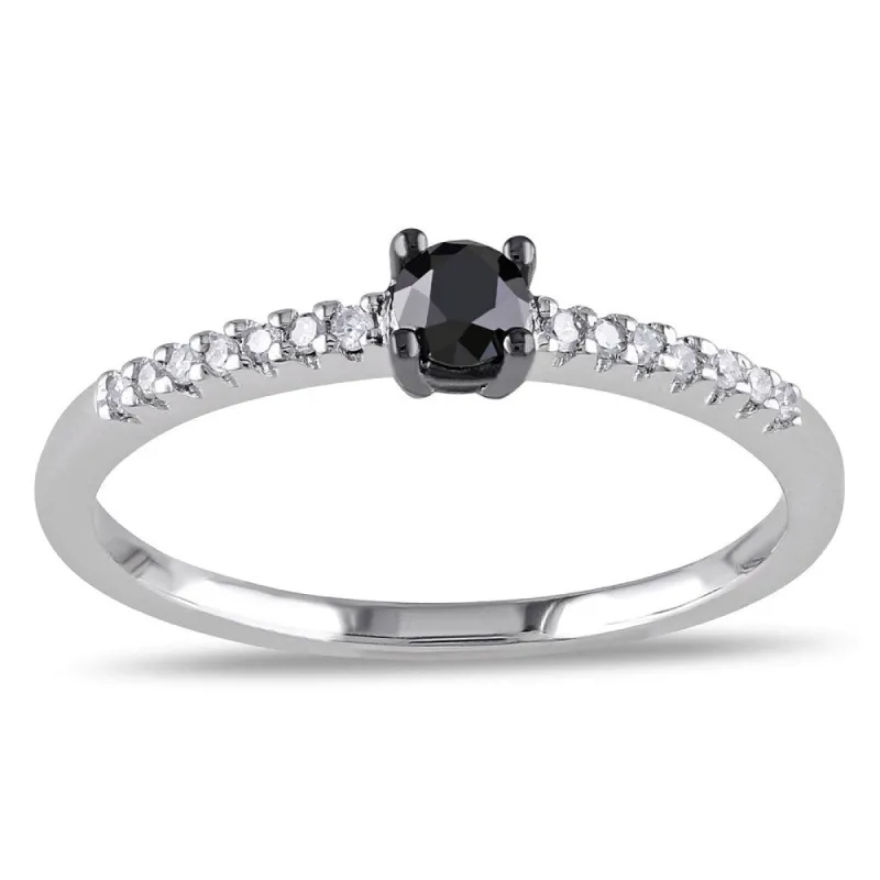 Miadora 10k White Gold 1/4ct Black and White Diamond Ring sold by Zulily