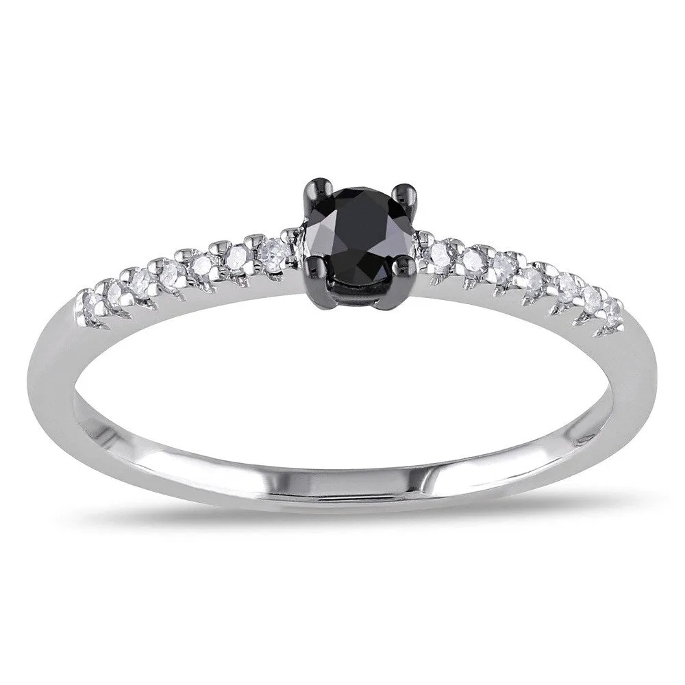 Miadora 10k White Gold 1/4ct Black and White Diamond Ring sold by Zulily