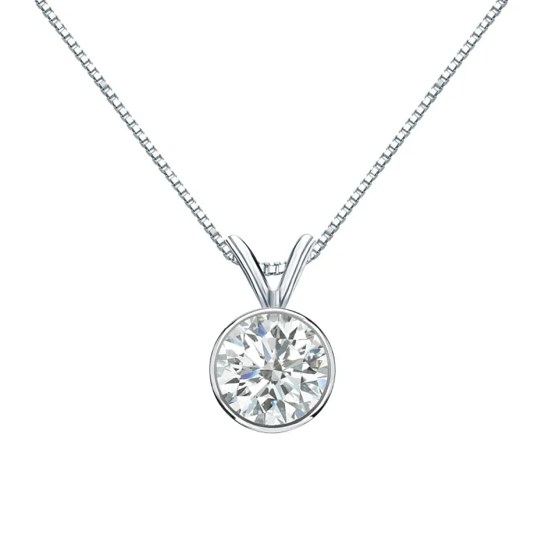 Auriya 3/4ctw Round Solitaire Diamond Necklace 14k Gold Bezel-set sold by Zulily