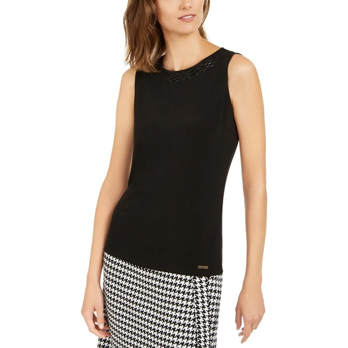 Calvin Klein Women's Knit Embellished Tank Top Black Size X-Small sold by Zulily